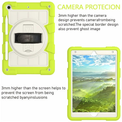For iPad 10.2 (2021) / (2019) / (2020) TPU+PC Tablet Case Rotating Shockproof Kickstand Cover with Strap