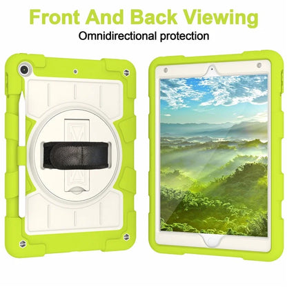 For iPad 10.2 (2021) / (2019) / (2020) TPU+PC Tablet Case Rotating Shockproof Kickstand Cover with Strap