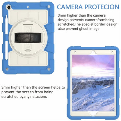 For iPad 10.2 (2021) / (2019) / (2020) TPU+PC Tablet Case Rotating Shockproof Kickstand Cover with Strap