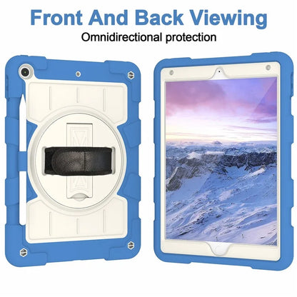 For iPad 10.2 (2021) / (2019) / (2020) TPU+PC Tablet Case Rotating Shockproof Kickstand Cover with Strap