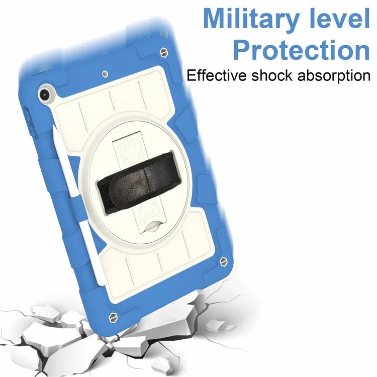 For iPad 10.2 (2021) / (2019) / (2020) TPU+PC Tablet Case Rotating Shockproof Kickstand Cover with Strap