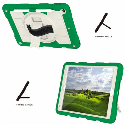 For iPad 10.2 (2021) / (2019) / (2020) TPU+PC Tablet Case Rotating Shockproof Kickstand Cover with Strap