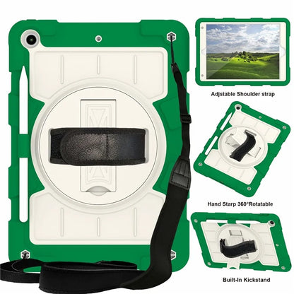 For iPad 10.2 (2021) / (2019) / (2020) TPU+PC Tablet Case Rotating Shockproof Kickstand Cover with Strap