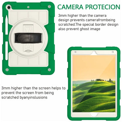 For iPad 10.2 (2021) / (2019) / (2020) TPU+PC Tablet Case Rotating Shockproof Kickstand Cover with Strap
