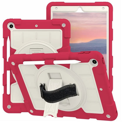 For iPad 10.2 (2021) / (2019) / (2020) TPU+PC Tablet Case Rotating Shockproof Kickstand Cover with Strap