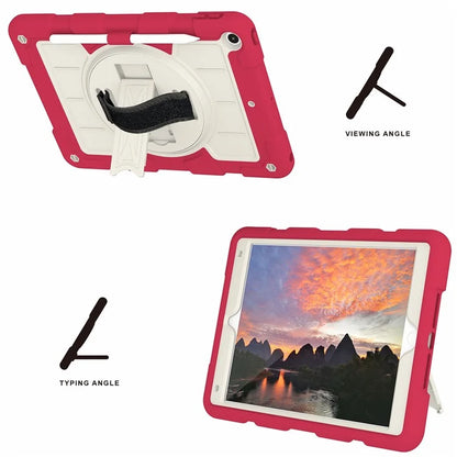 For iPad 10.2 (2021) / (2019) / (2020) TPU+PC Tablet Case Rotating Shockproof Kickstand Cover with Strap