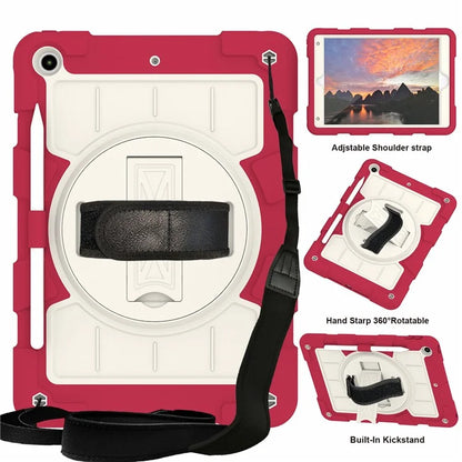 For iPad 10.2 (2021) / (2019) / (2020) TPU+PC Tablet Case Rotating Shockproof Kickstand Cover with Strap