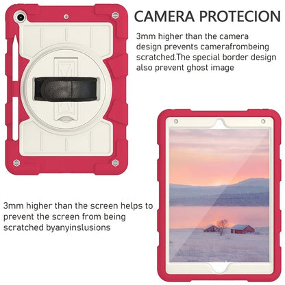 For iPad 10.2 (2021) / (2019) / (2020) TPU+PC Tablet Case Rotating Shockproof Kickstand Cover with Strap