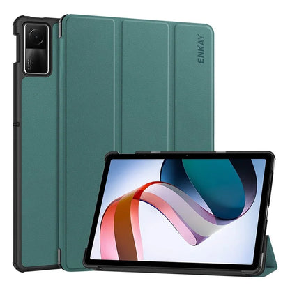 ENKAY HAT PRINCE For Xiaomi Redmi Pad SE Auto Sleep / Wake Cover PU Leather + PC Trifold Stand Tablet Caseish Green