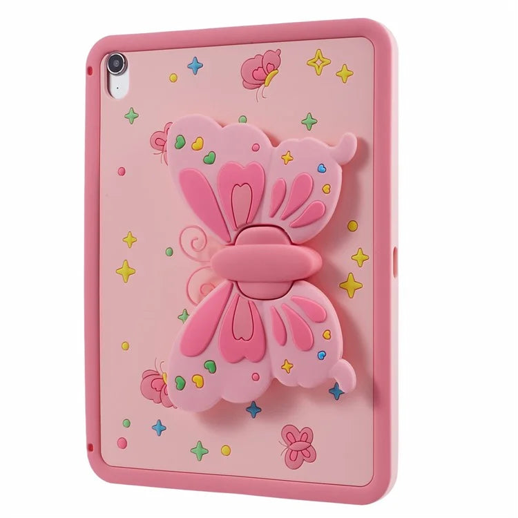 Tablet Cover for iPad 10.9 (2022) Silicone Case with Foldable Butterfly Kickstand