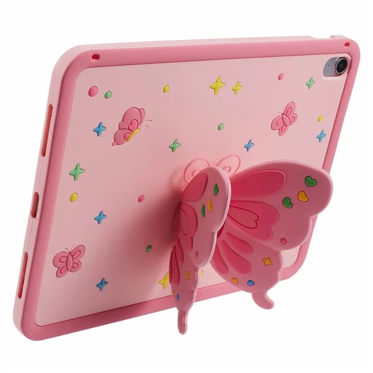 Tablet Cover for iPad 10.9 (2022) Silicone Case with Foldable Butterfly Kickstand
