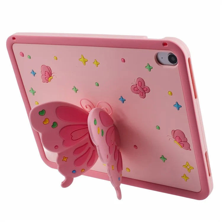 Tablet Cover for iPad 10.9 (2022) Silicone Case with Foldable Butterfly Kickstand