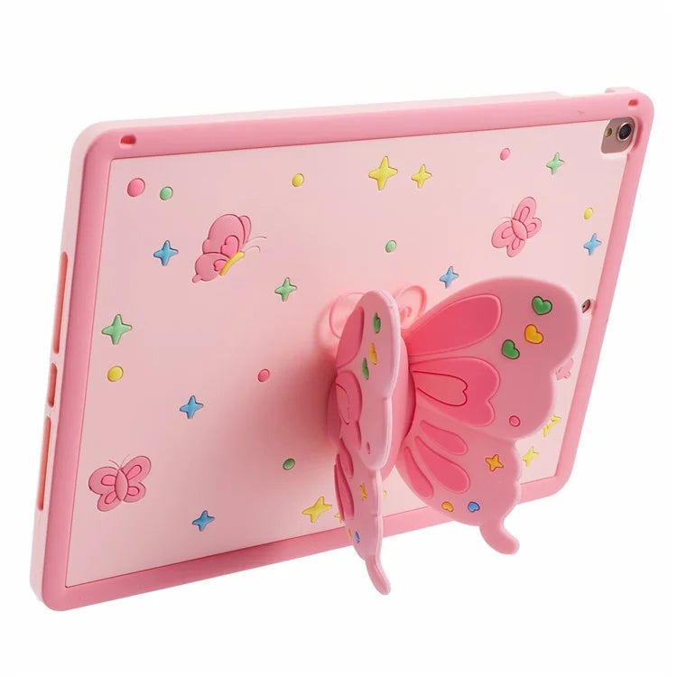 Silicone Cover for iPad 10.2 (2021) / (2019) / (2020) / iPad Air 10.5 inch (2019) / Pro 10.5-inch (2017) Case with Butterfly Kickstand