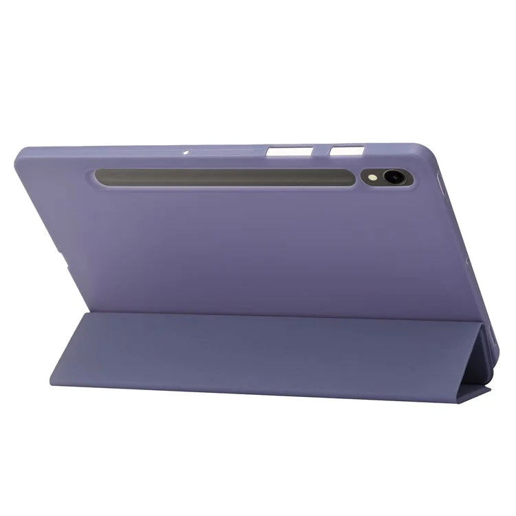 For Samsung Galaxy Tab S9 Case Anti-Scratch PU+ Silicone Tri-fold Stand Tablet Cover