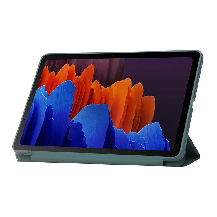 For Samsung Galaxy Tab S9 Case Anti-Scratch PU+ Silicone Tri-fold Stand Tablet Coverish Green