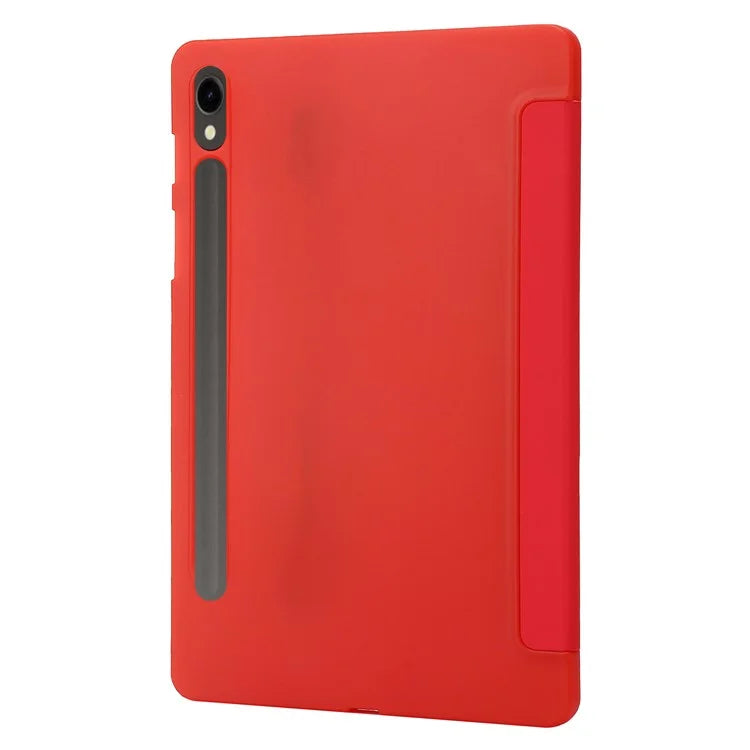 For Samsung Galaxy Tab S9 Case Anti-Scratch PU+ Silicone Tri-fold Stand Tablet Cover