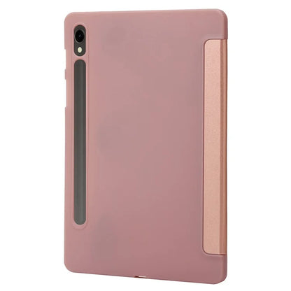 For Samsung Galaxy Tab S9 Case Anti-Scratch PU+ Silicone Tri-fold Stand Tablet Cover