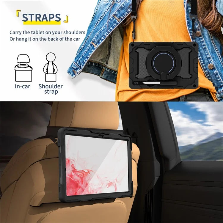 For Samsung Galaxy Tab S9+ Case PC+Silicone Tablet Protective Cover with Kickstand