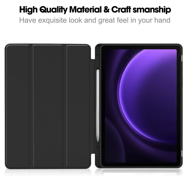 For Samsung Galaxy Tab S9 FE Leather Case Tri-fold Stand Pen Slot Tablet Cover