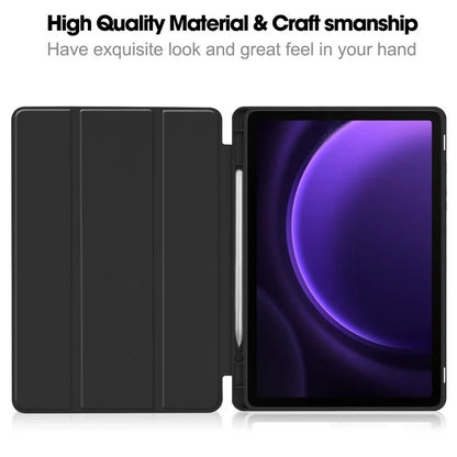 For Samsung Galaxy Tab S9 FE Leather Case Tri-fold Stand Pen Slot Tablet Cover