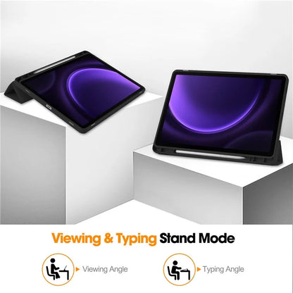 For Samsung Galaxy Tab S9 FE Leather Case Tri-fold Stand Pen Slot Tablet Cover