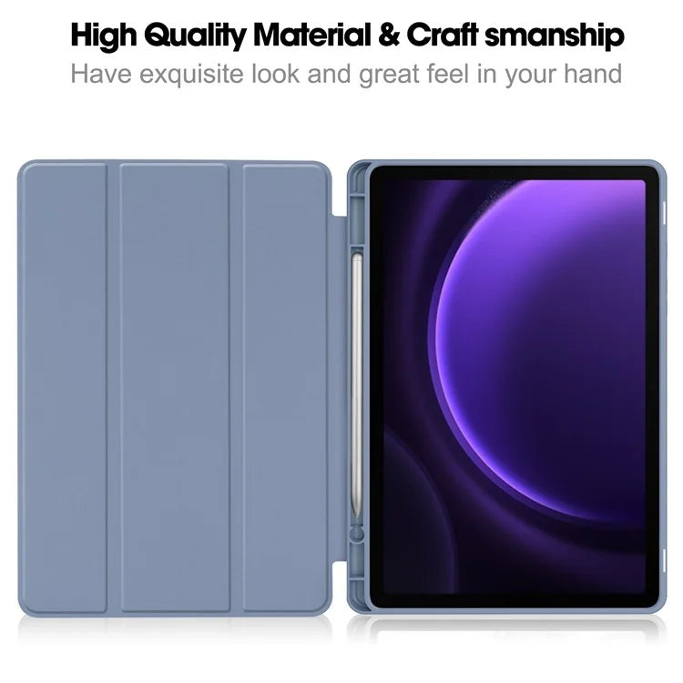 For Samsung Galaxy Tab S9 FE Leather Case Tri-fold Stand Pen Slot Tablet Cover