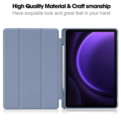 For Samsung Galaxy Tab S9 FE Leather Case Tri-fold Stand Pen Slot Tablet Cover