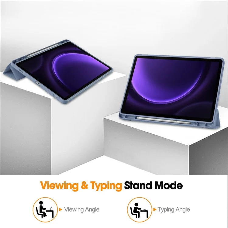 For Samsung Galaxy Tab S9 FE Leather Case Tri-fold Stand Pen Slot Tablet Cover