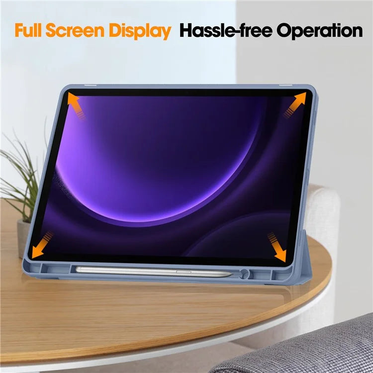 For Samsung Galaxy Tab S9 FE Leather Case Tri-fold Stand Pen Slot Tablet Cover