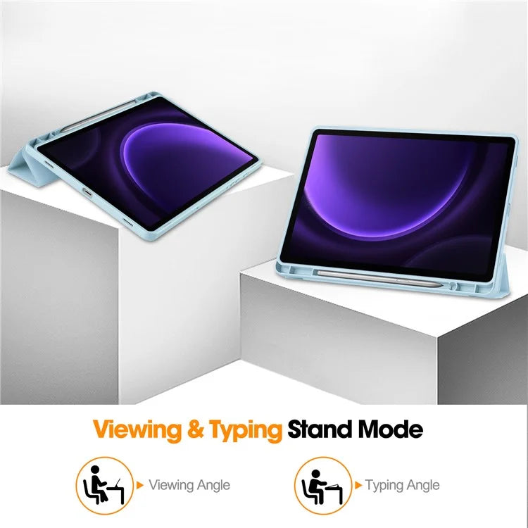 For Samsung Galaxy Tab S9 FE Leather Case Tri-fold Stand Pen Slot Tablet Cover