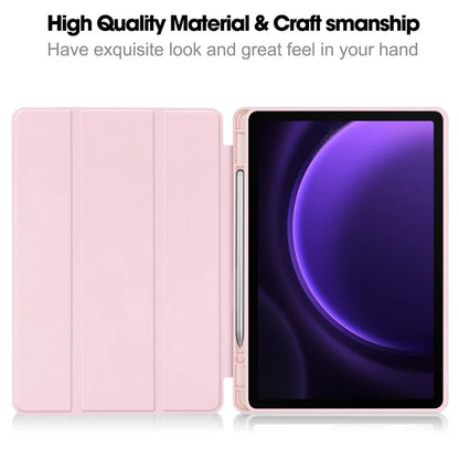 For Samsung Galaxy Tab S9 FE Leather Case Tri-fold Stand Pen Slot Tablet Cover