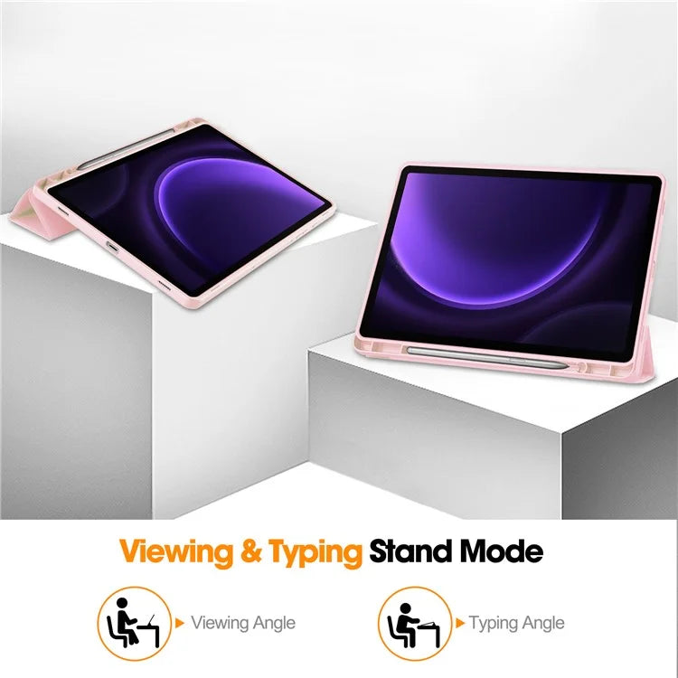 For Samsung Galaxy Tab S9 FE Leather Case Tri-fold Stand Pen Slot Tablet Cover