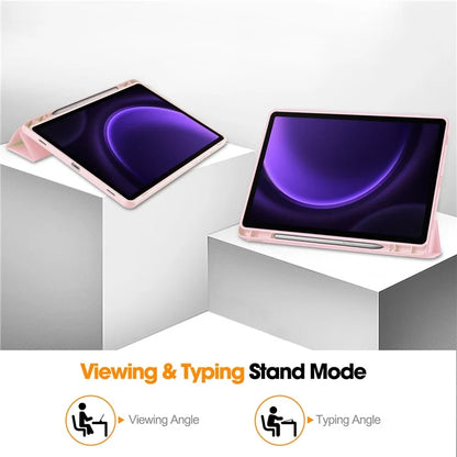 For Samsung Galaxy Tab S9 FE Leather Case Tri-fold Stand Pen Slot Tablet Cover