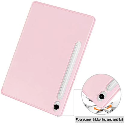 For Samsung Galaxy Tab S9 FE Leather Case Tri-fold Stand Pen Slot Tablet Cover