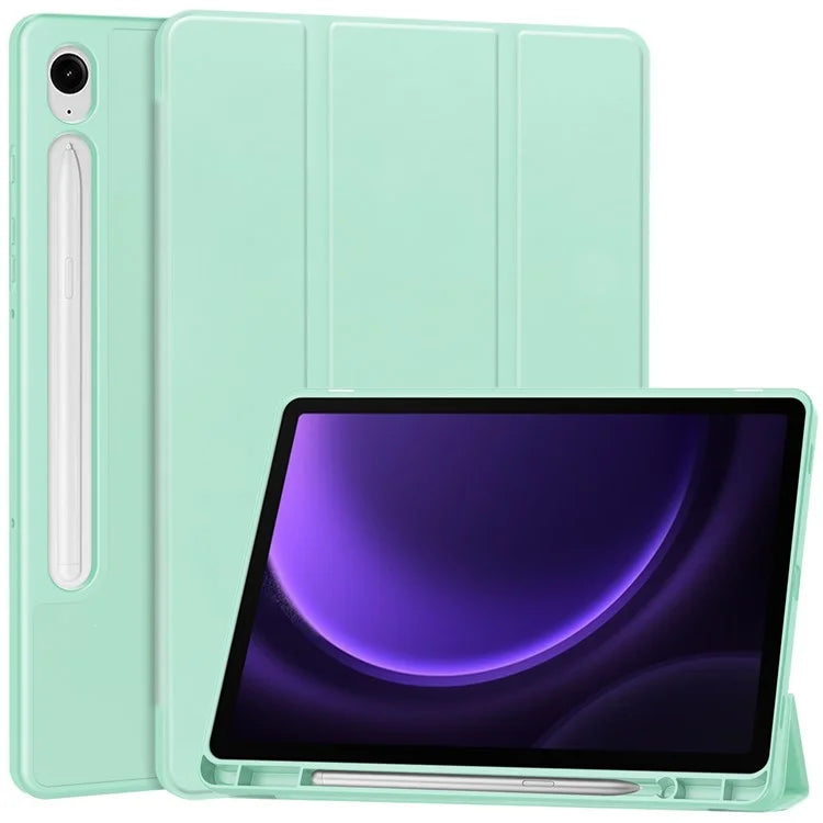 For Samsung Galaxy Tab S9 FE Leather Case Tri-fold Stand Pen Slot Tablet Cover
