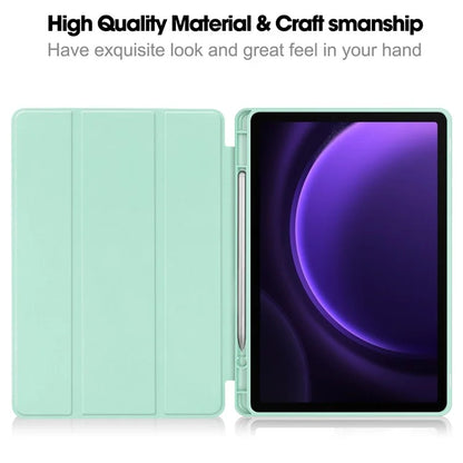 For Samsung Galaxy Tab S9 FE Leather Case Tri-fold Stand Pen Slot Tablet Cover
