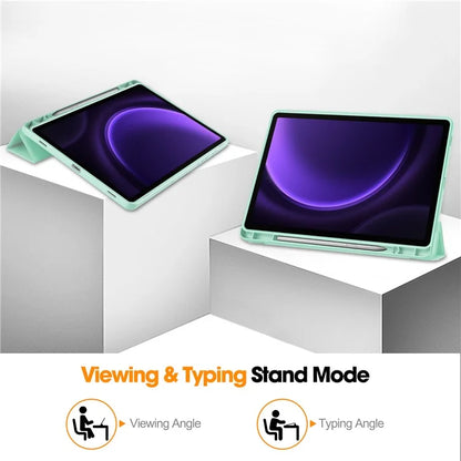 For Samsung Galaxy Tab S9 FE Leather Case Tri-fold Stand Pen Slot Tablet Cover