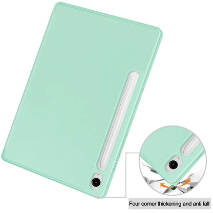 For Samsung Galaxy Tab S9 FE Leather Case Tri-fold Stand Pen Slot Tablet Cover