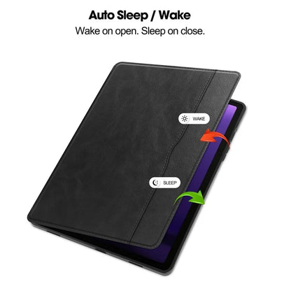 For Samsung Galaxy Tab S9 FE Leather Business Folio Cover Smart Tablet Case with Card Holder