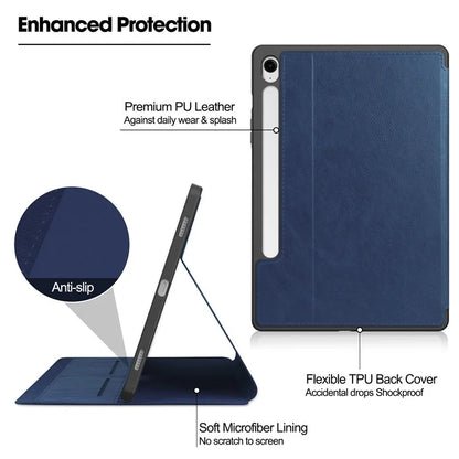 For Samsung Galaxy Tab S9 FE Leather Business Folio Cover Smart Tablet Case with Card Holder