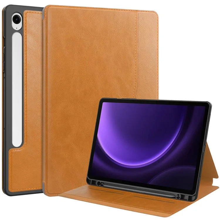 For Samsung Galaxy Tab S9 FE Leather Business Folio Cover Smart Tablet Case with Card Holder