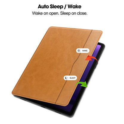 For Samsung Galaxy Tab S9 FE Leather Business Folio Cover Smart Tablet Case with Card Holder