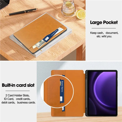 For Samsung Galaxy Tab S9 FE Leather Business Folio Cover Smart Tablet Case with Card Holder