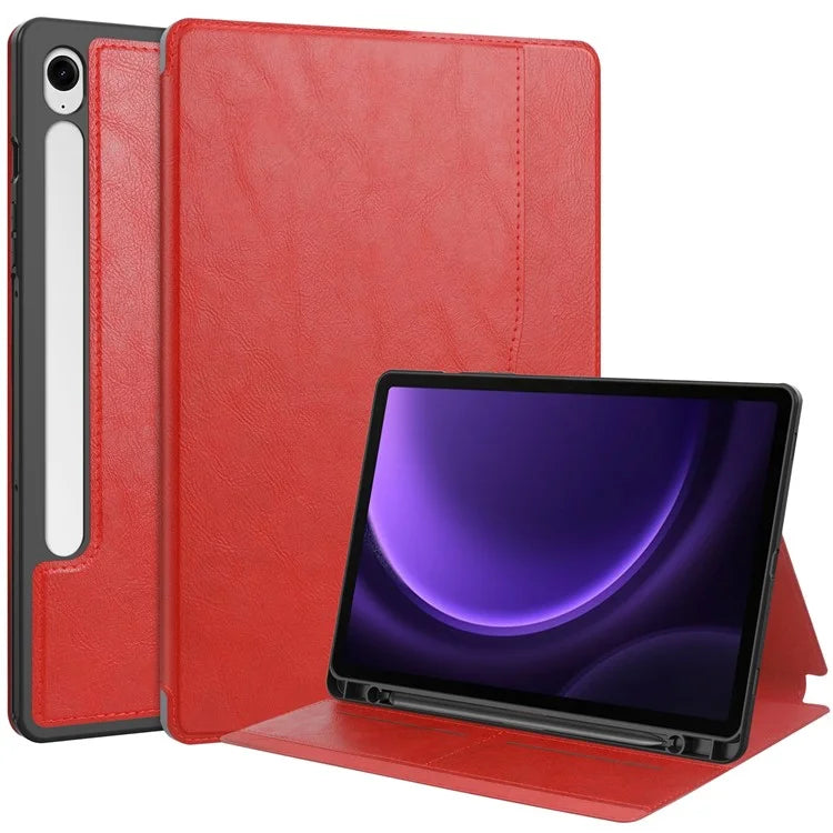 For Samsung Galaxy Tab S9 FE Leather Business Folio Cover Smart Tablet Case with Card Holder
