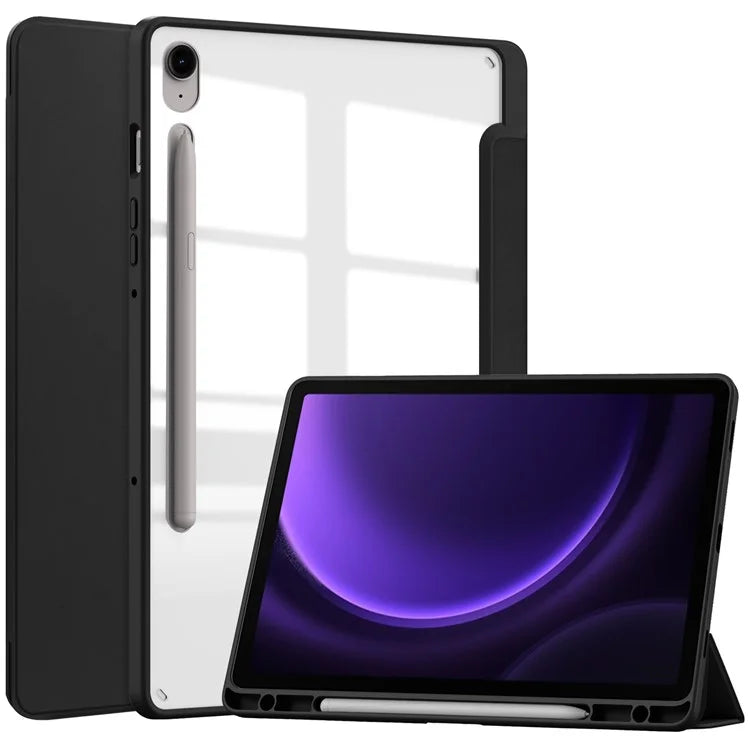 For Samsung Galaxy Tab S9 FE Tablet Case Leather+TPU+Acrylic Stand Cover with Pen Slot