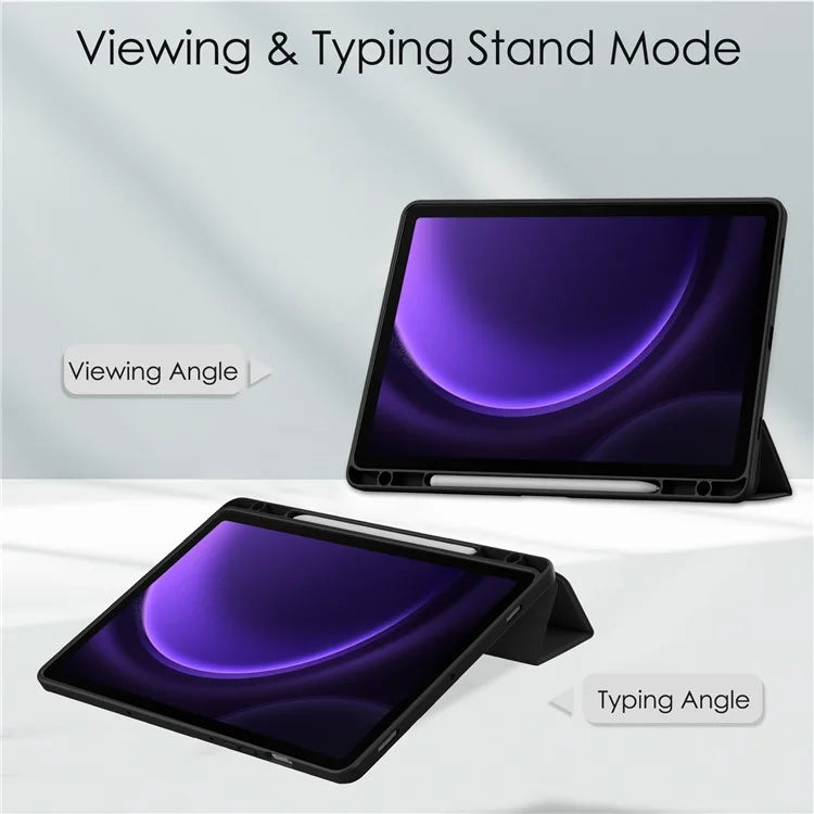 For Samsung Galaxy Tab S9 FE Tablet Case Leather+TPU+Acrylic Stand Cover with Pen Slot