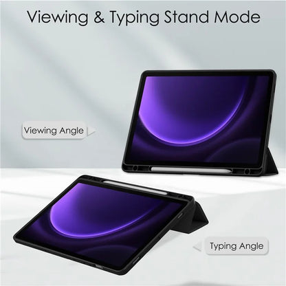 For Samsung Galaxy Tab S9 FE Tablet Case Leather+TPU+Acrylic Stand Cover with Pen Slot