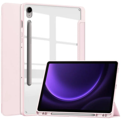 For Samsung Galaxy Tab S9 FE Tablet Case Leather+TPU+Acrylic Stand Cover with Pen Slot