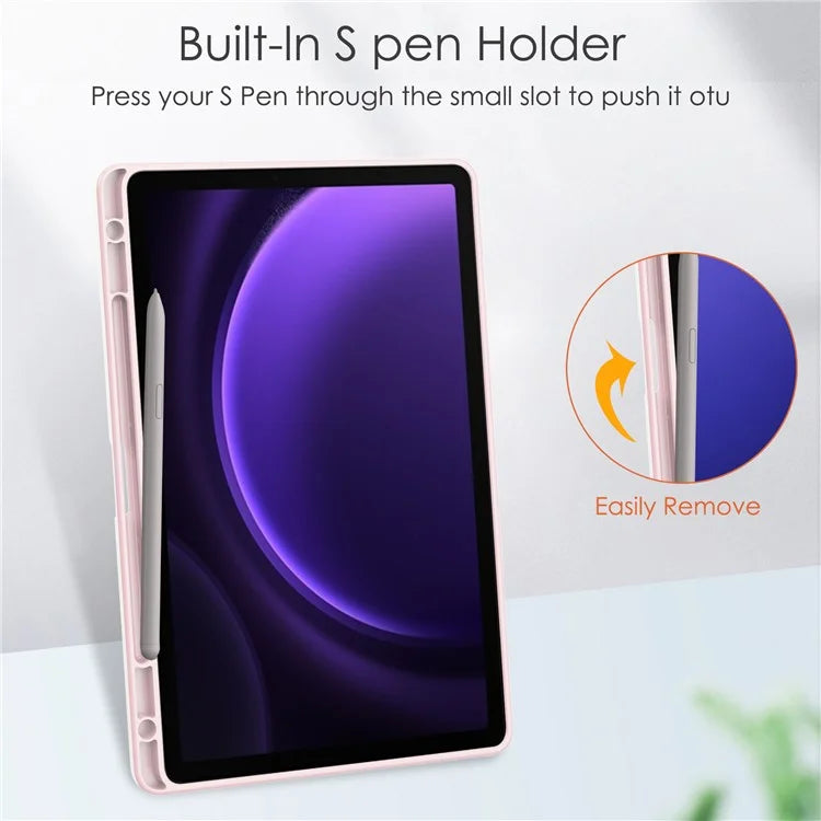 For Samsung Galaxy Tab S9 FE Tablet Case Leather+TPU+Acrylic Stand Cover with Pen Slot