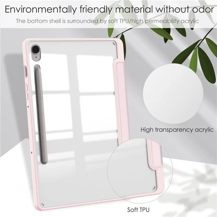 For Samsung Galaxy Tab S9 FE Tablet Case Leather+TPU+Acrylic Stand Cover with Pen Slot